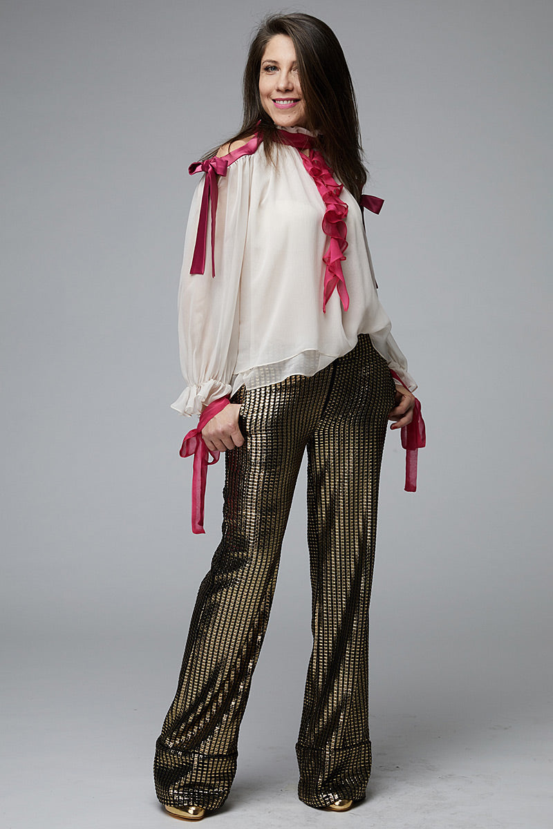 Bluza de matase si volane Claudia