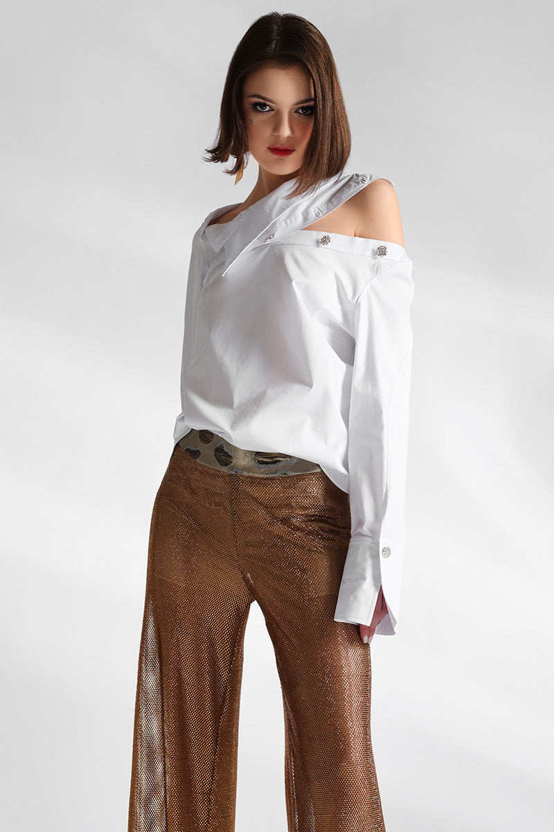 Camasa alba asimetrica Pearl