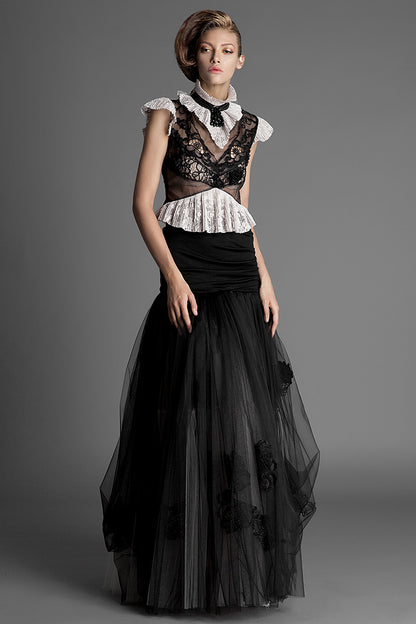 Bluza cu maneci scurte de ocazie  din dantela T2H17