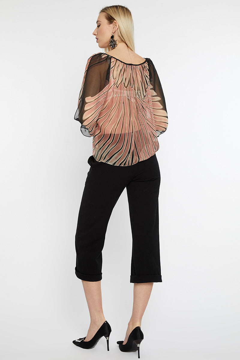 Bluza de matase imprimata cu maneci lungi Angel