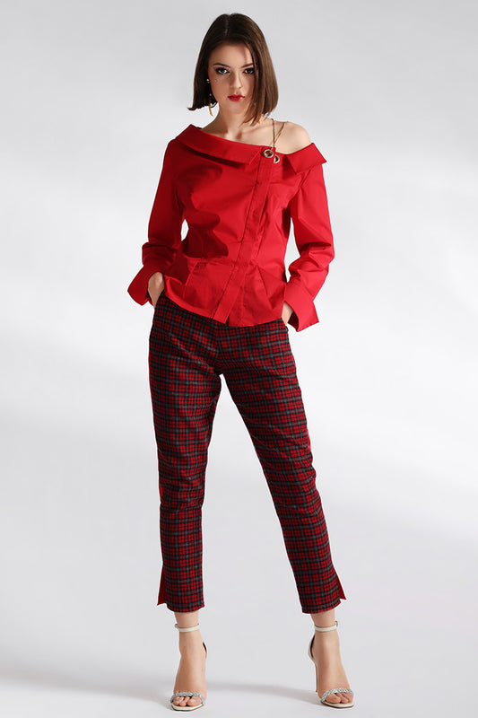 Camasa rosie asimetrica eleganta Milano